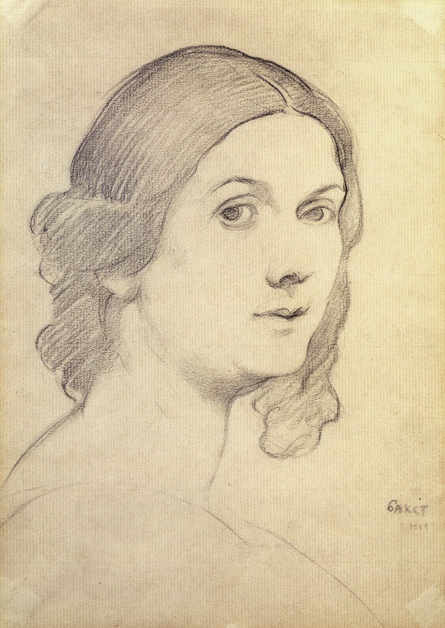 Isadora Duncan (1877-1927) portréja, 1908 (szén papíron) alkotó: Leon Bakst