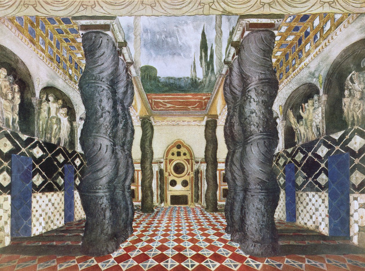 A császári palota díszletterve, Szent Sebestyén mártírja, 1911-22 alkotó: Leon Bakst
