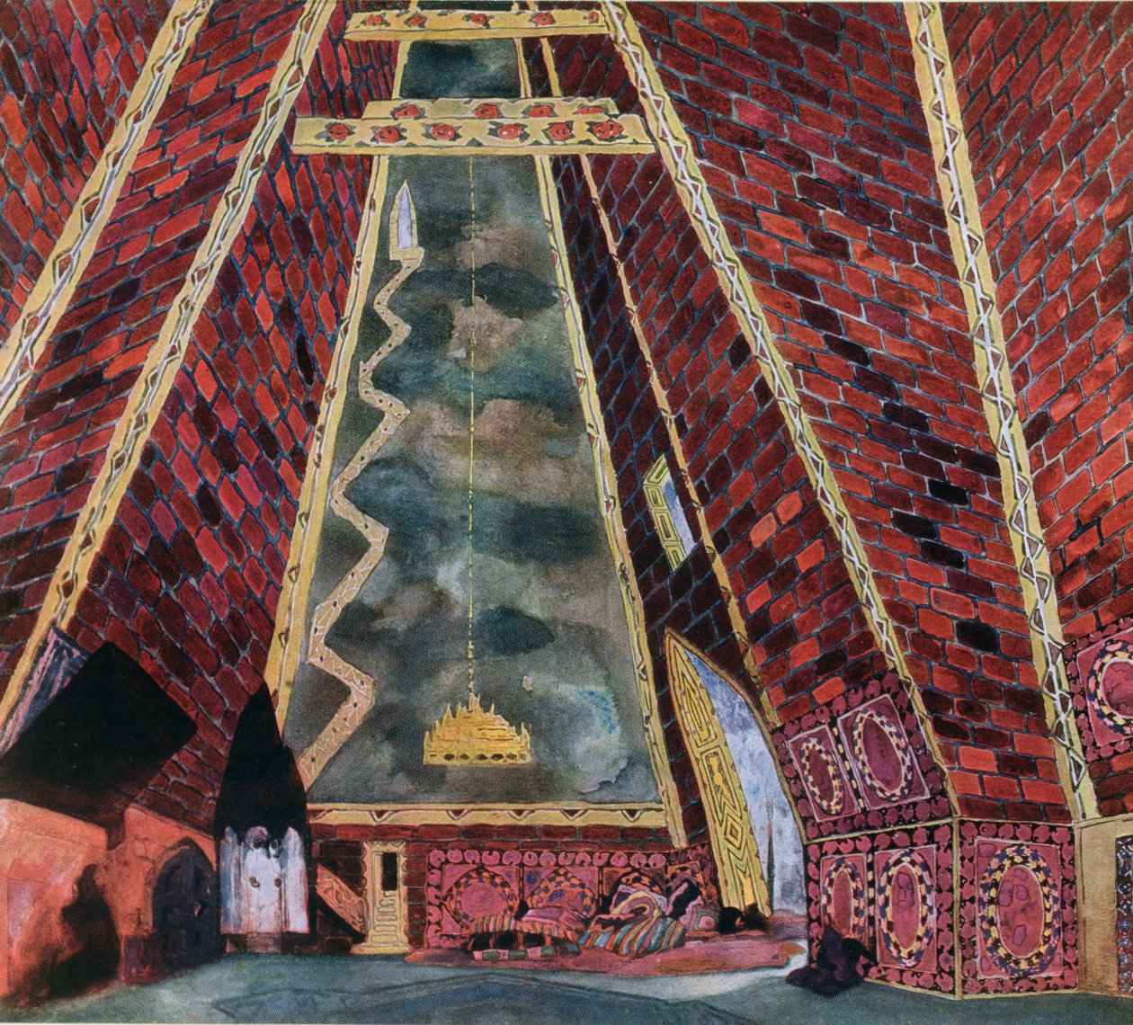 Díszlettervezés Thamar számára, 1912 alkotó: Leon Bakst