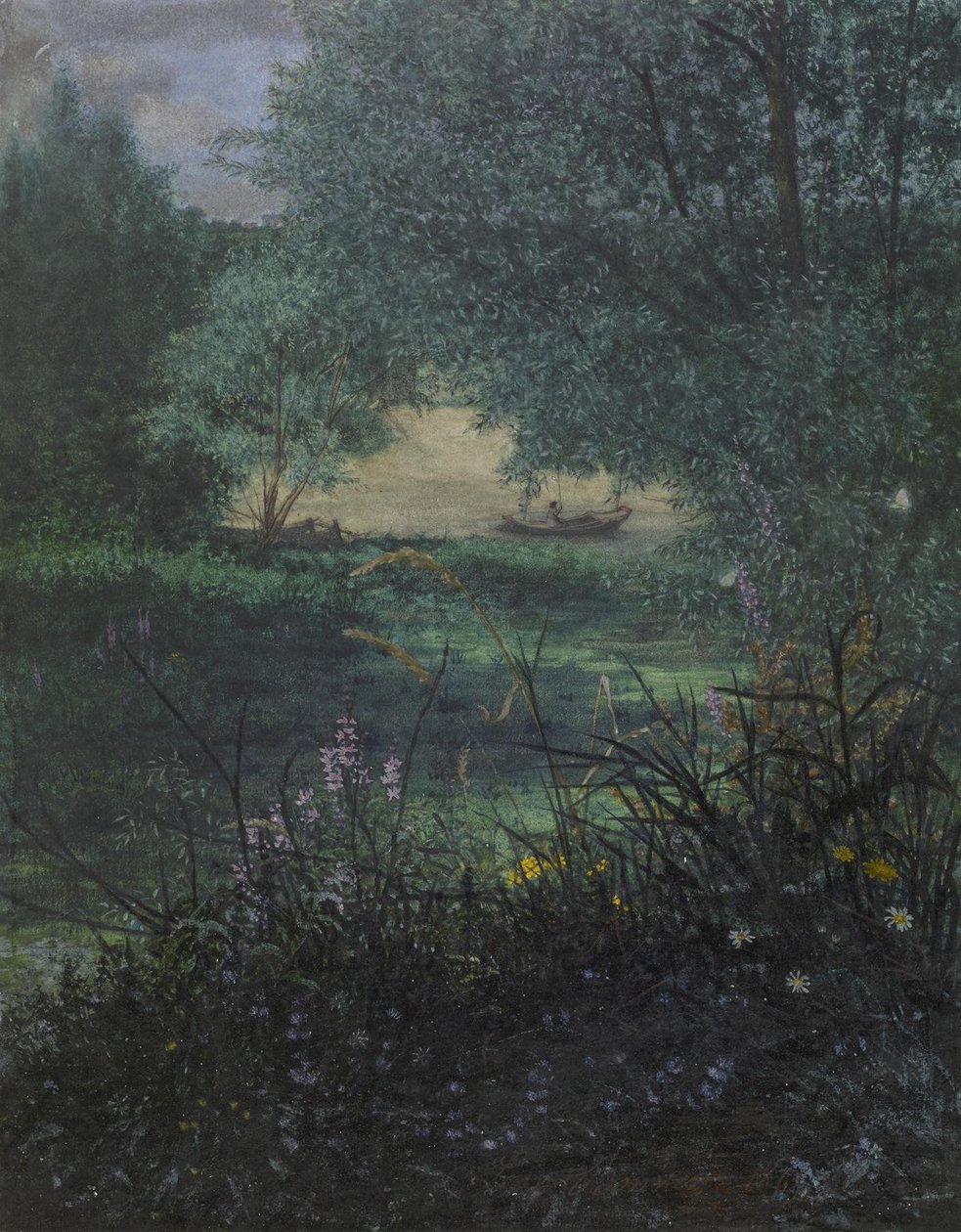 Halász, 1865 (wc, gouache és toll és tus, papír) alkotó: Léon Bonvin