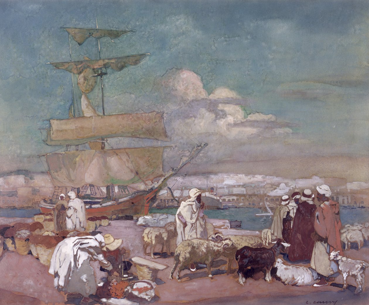 Algír kikötője, 1900 körül alkotó: Leon Cauvy