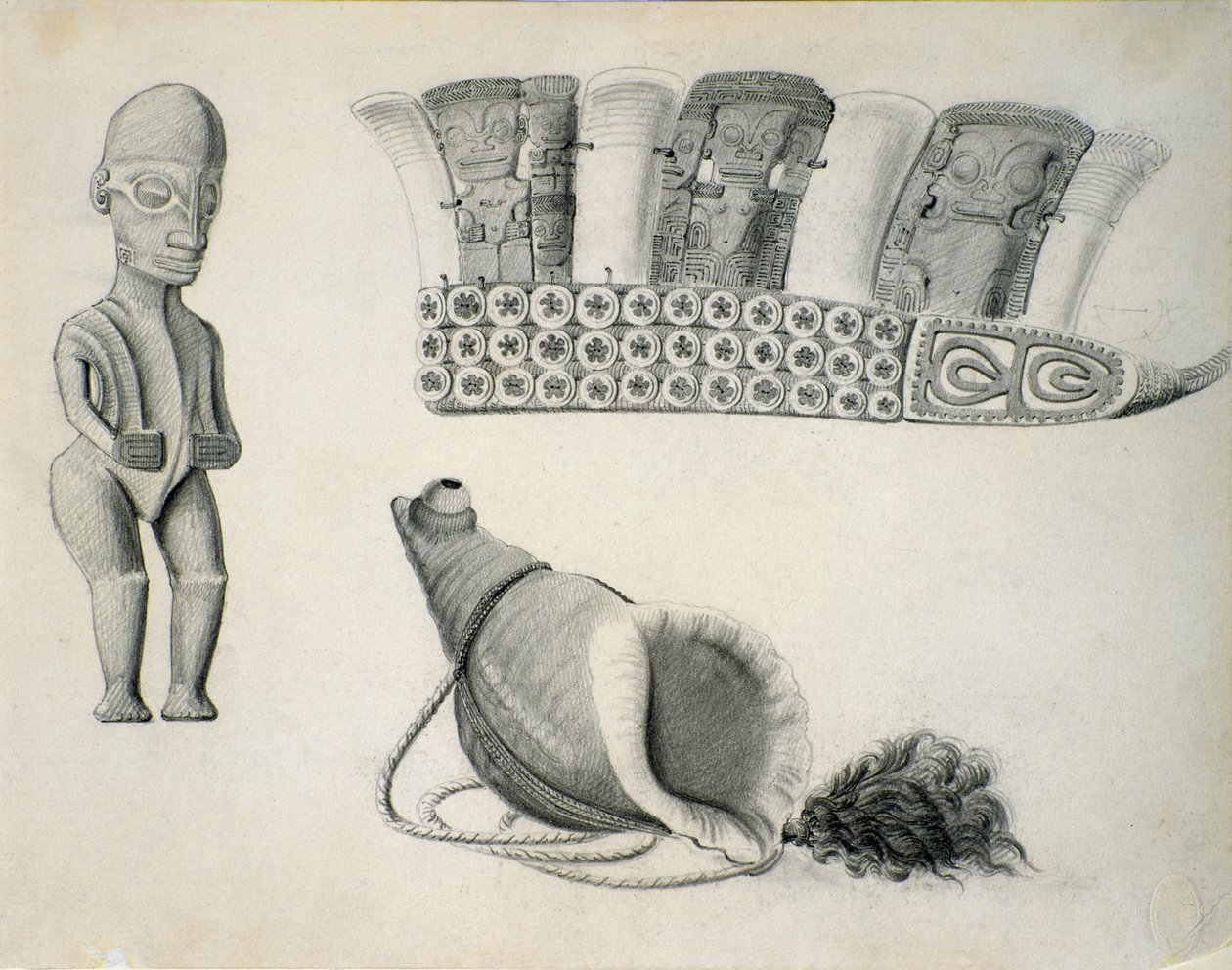 Marquesas-szigetek műtárgyai, 1844 körül alkotó: Leon Duchamp
