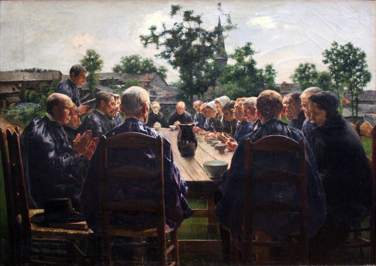 A temetési étkezés alkotó: Léon Frédéric