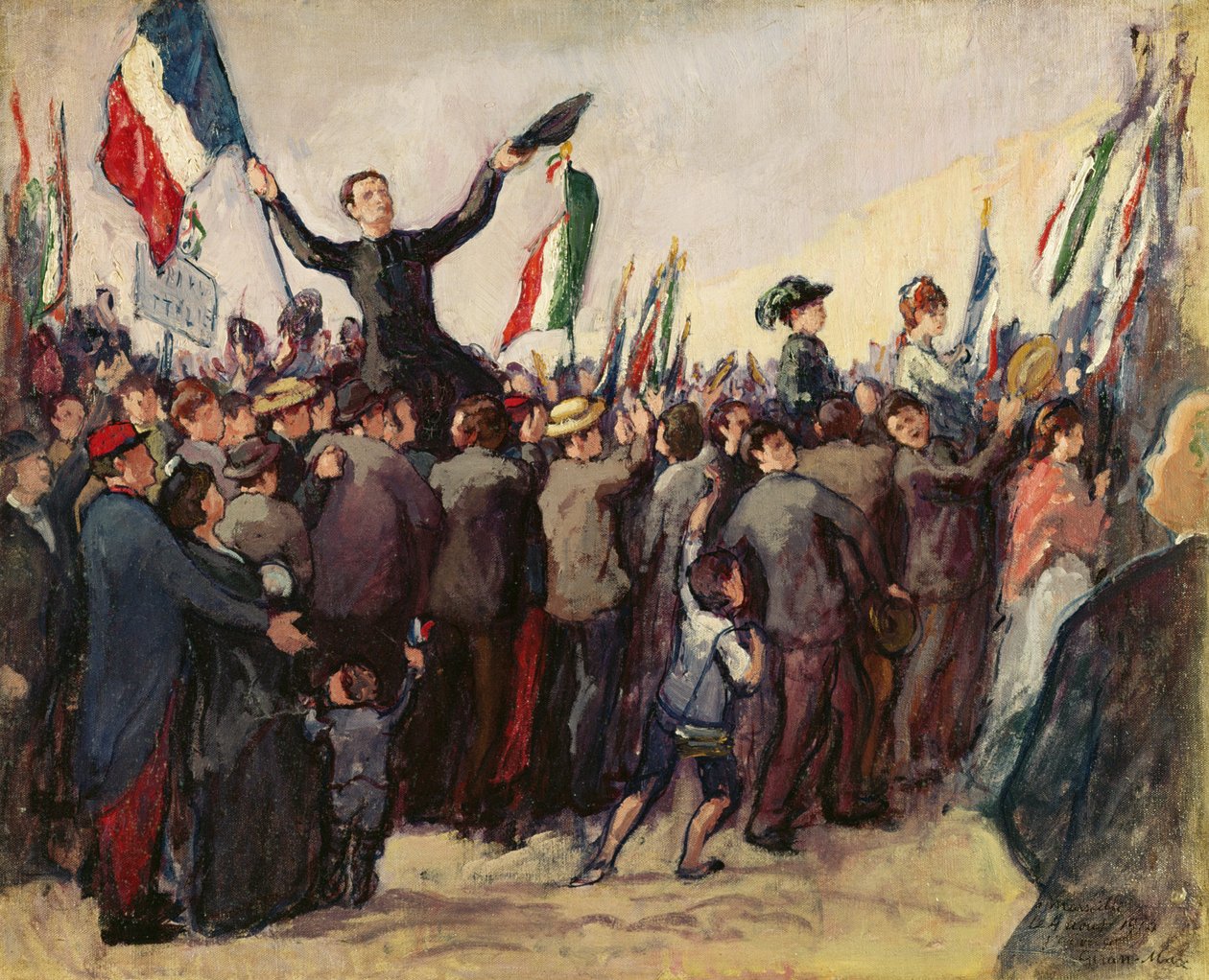 Olasz önkéntesek érkeznek Marseille-be, hogy beiratkozzanak a francia hadseregbe 1914. augusztus 4-én alkotó: Leon Giran Max