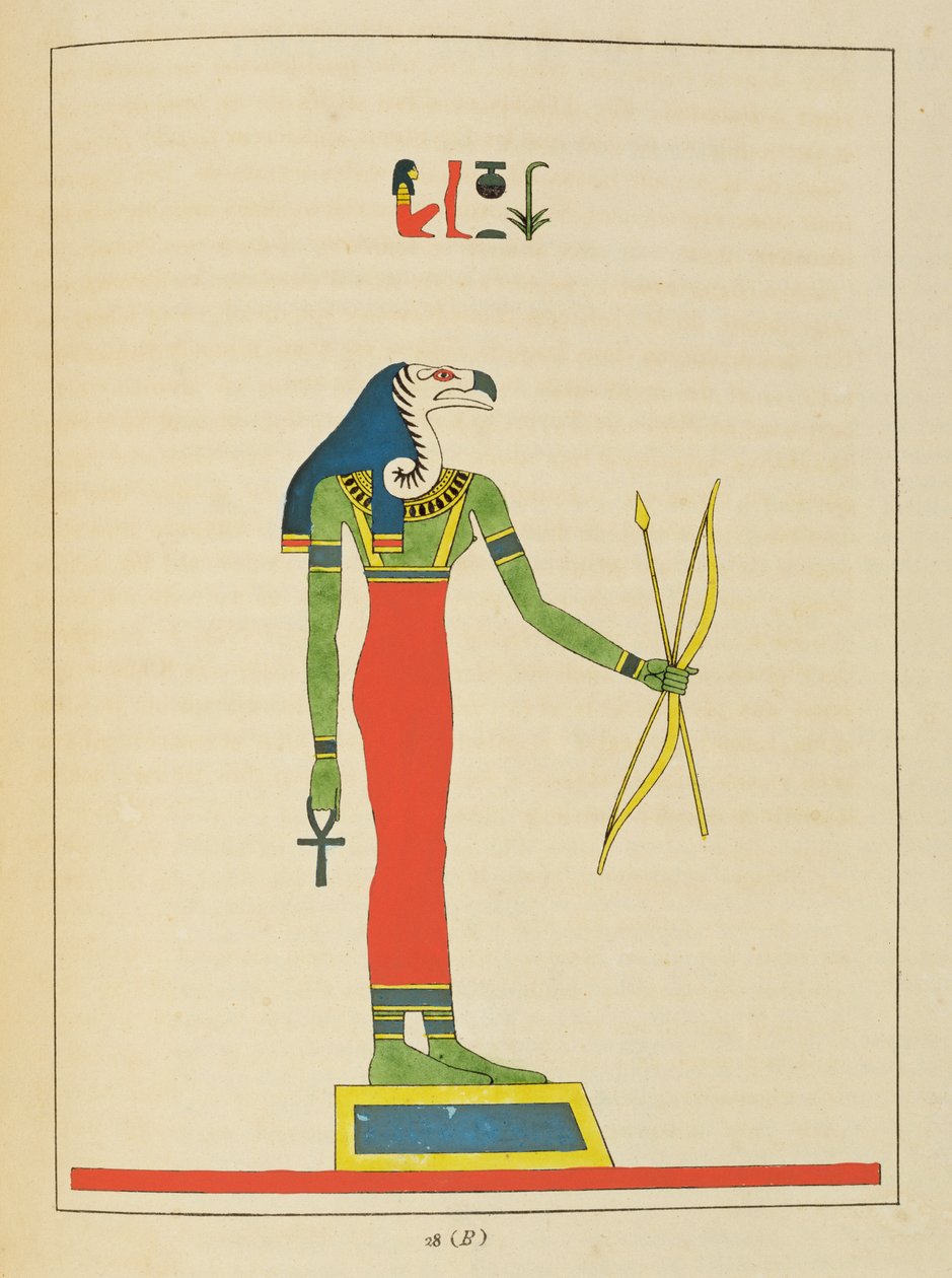 Nekhbet istennő, illusztráció az egyiptomi Pantheonból: Jean-Francois Champollion mitológiai szereplőinek gyűjteménye az ókori Egyiptomból, megjelent 1823-25 alkotó: Leon Jean Joseph Dubois