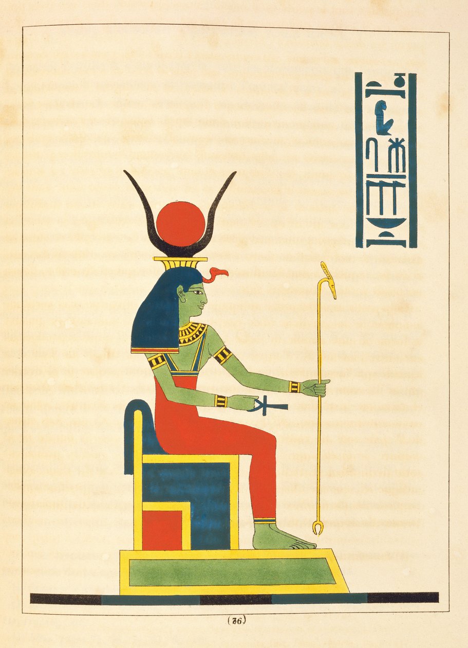 Nut istennő, illusztráció az egyiptomi Pantheonból: Jean-Francois Champollion mitológiai szereplőinek gyűjteménye az ókori Egyiptomból, megjelent 1823-25 alkotó: Leon Jean Joseph Dubois