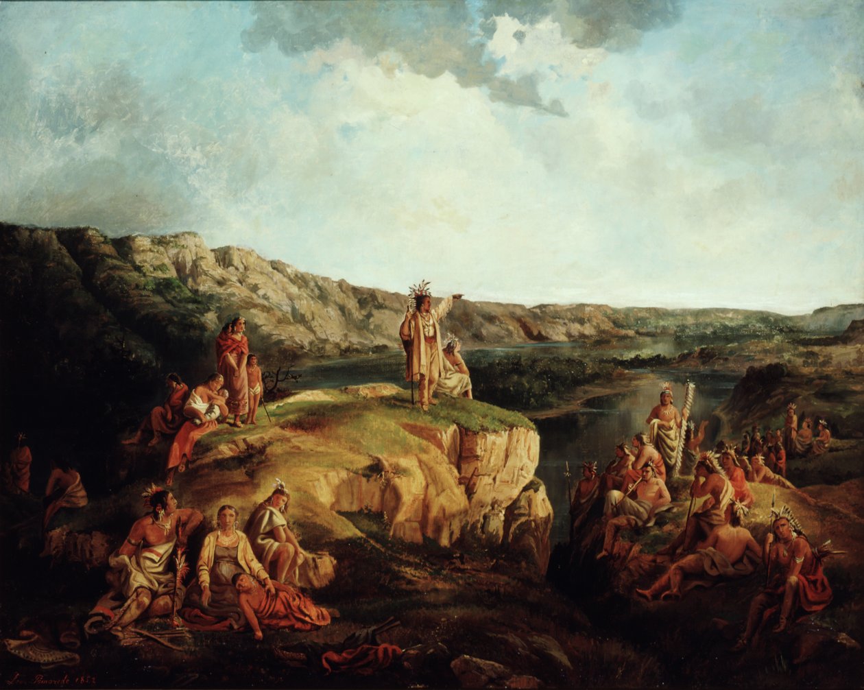 Nyugati táj indiánokkal, 1852 alkotó: Leon Pomarede