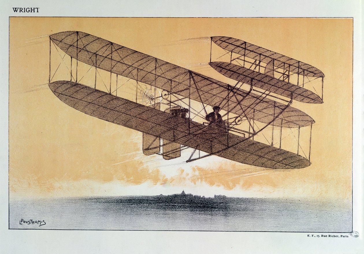 Wilbur Wright (1867-1912) „szórólapjában”, 1914 előtt alkotó: Leon Pousthomis