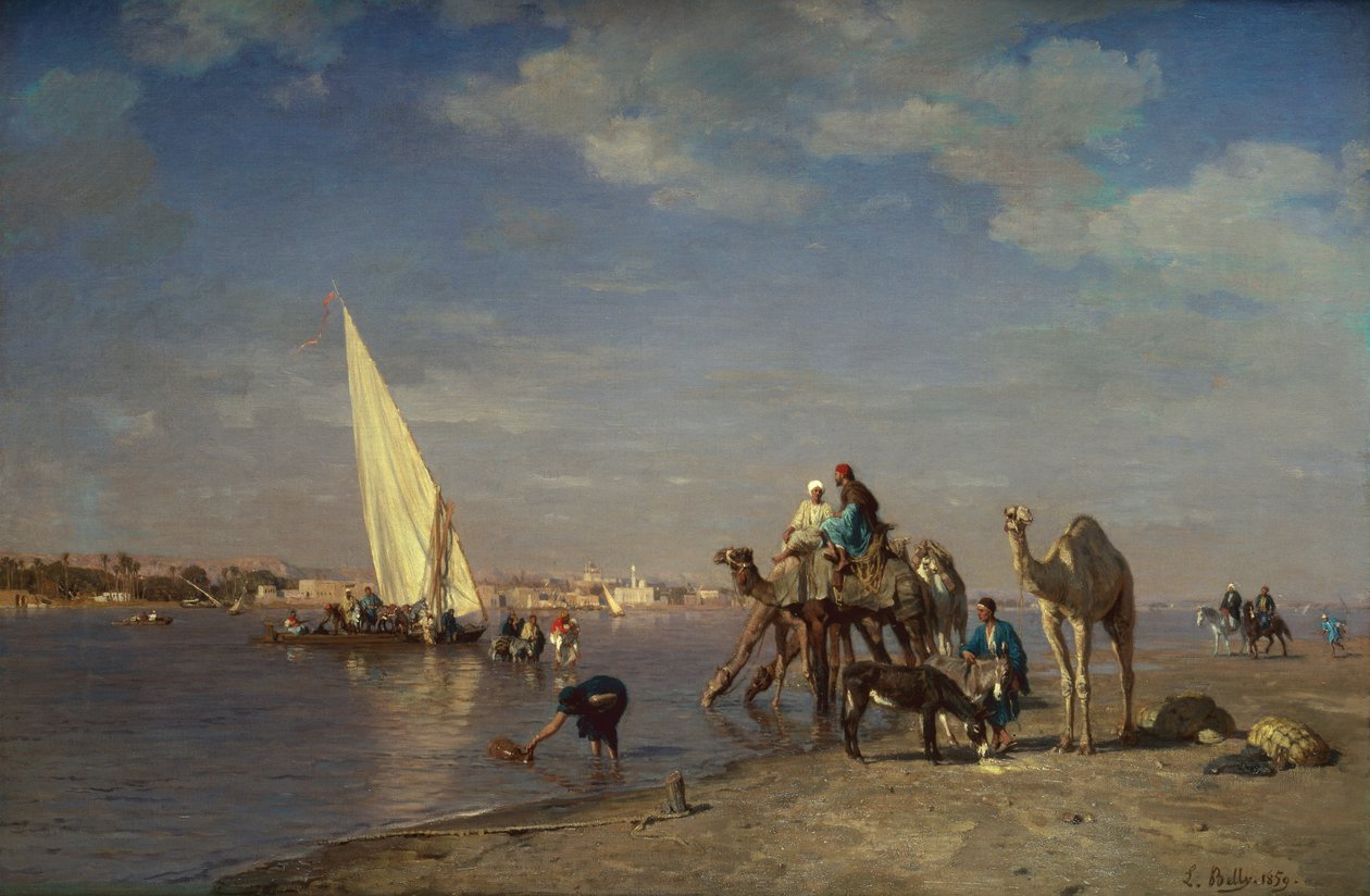 Jelenet a Nílus mellett alkotó: Leon Auguste Adolphe Belly