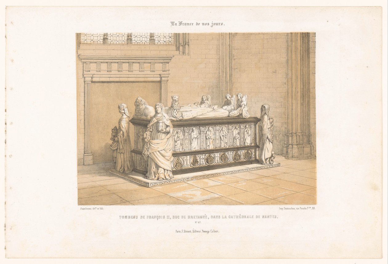 II. Ferenc bretagne-i sírja Nantes-ban, katedrális Tombeau de François II, duc de Bretagne, dans la cathédrale de Nantes (cím a tárgyon) Kortárs Franciaország (sorozat címe) La France de nos jours (sorozat címe a tárgyon) alkotó: Leon Auguste Asselineau