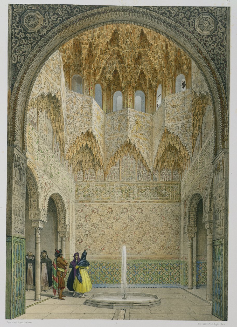The Hall of the Abencerrages, az Alhambra, Granada, 1853 (színes litó) alkotó: Leon Auguste Asselineau