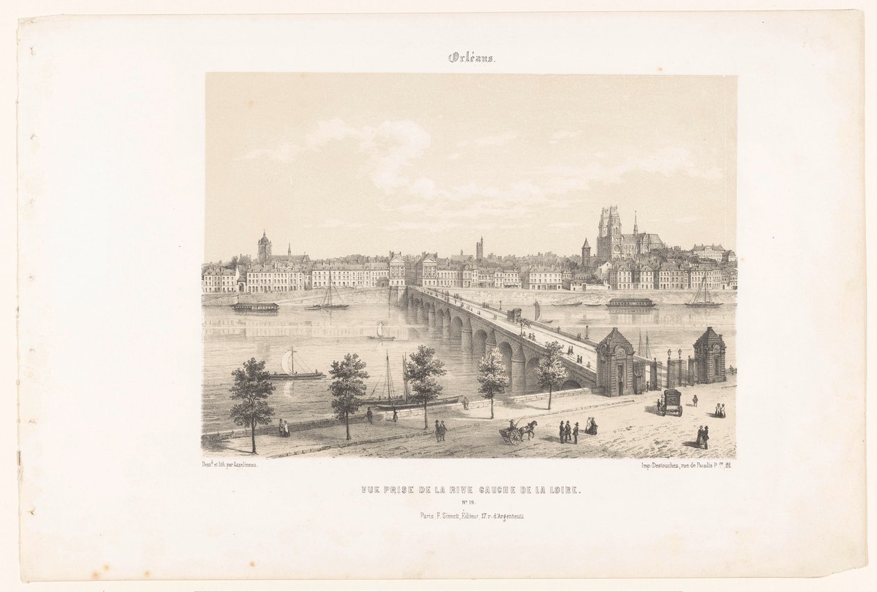 Kilátás Orléansra a Loire bal partjáról Orleans. Vue-díj de la rive gauche de la Loire (cím a tárgyon) Kortárs Franciaország (sorozat címe) La France de nos jours (sorozat címe a tárgyon) alkotó: Leon Auguste Asselineau