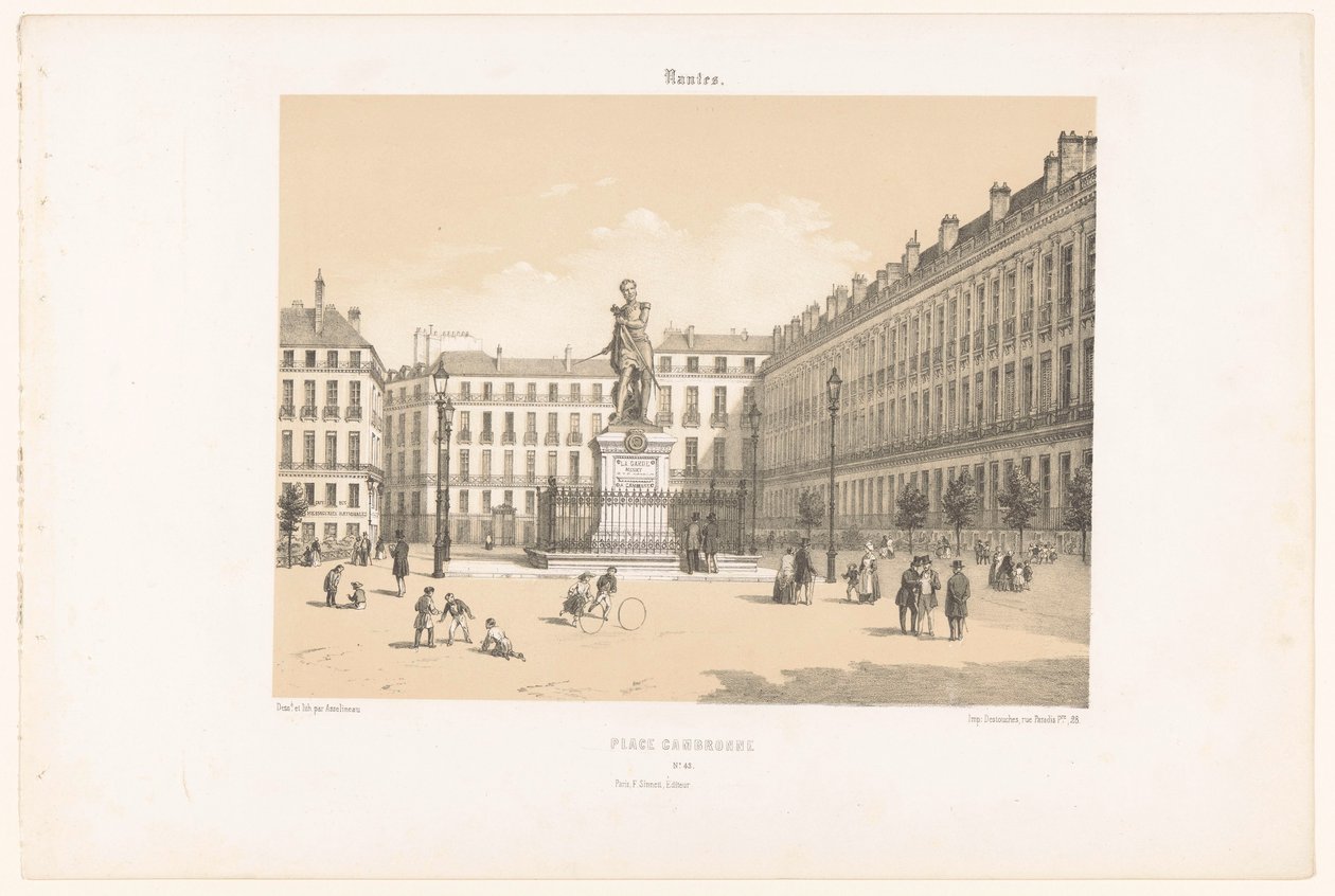 Kilátás a Cours Cambronne-ra, Nantes-ban Nantes. Helyezze el a Cambronne-t (cím az objektumon) Kortárs Franciaország (sorozat címe) La France de nos jours (sorozat címe) alkotó: Leon Auguste Asselineau