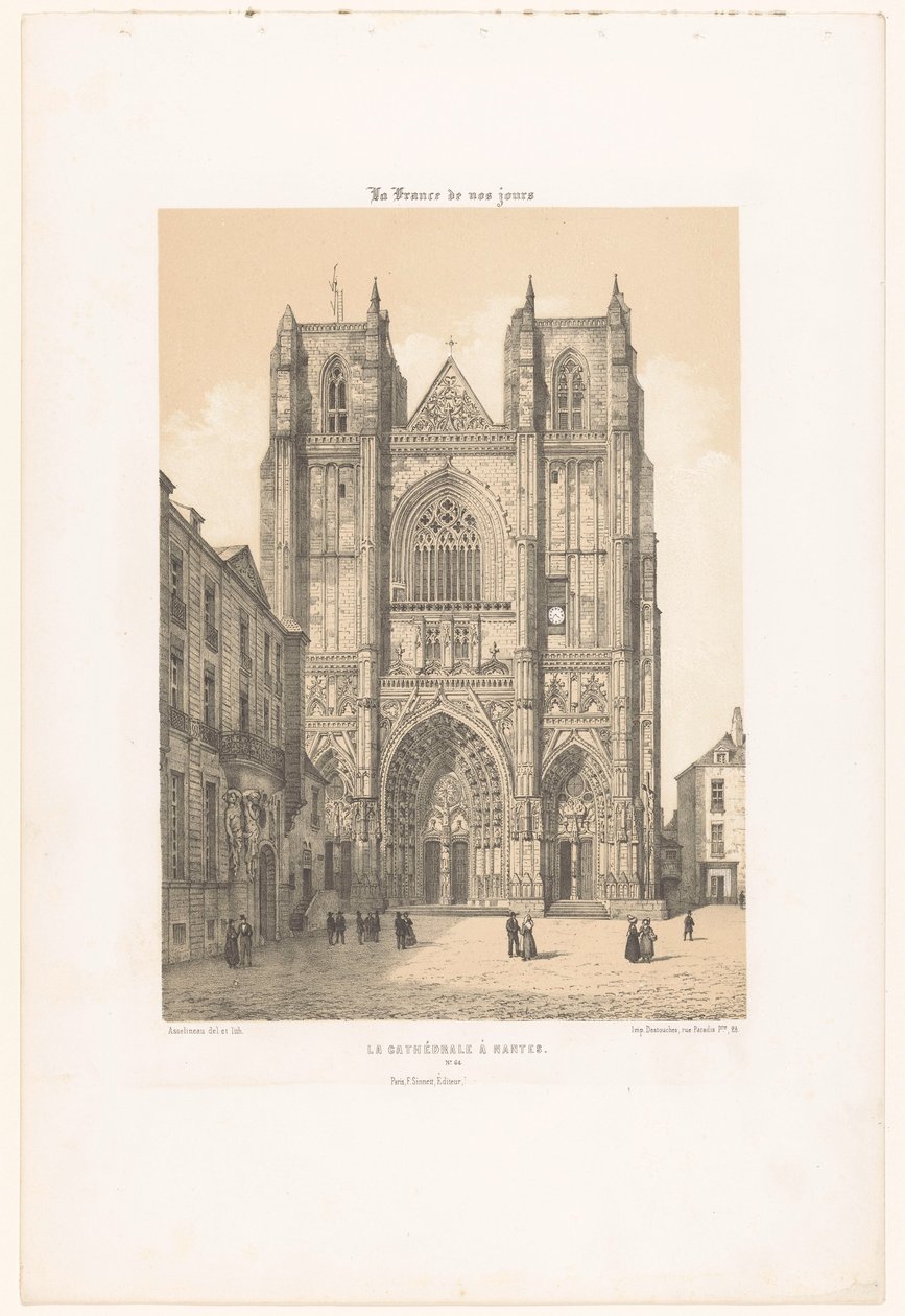 Kilátás a nantes-i Szent Péter és Szent Pál-székesegyházra La Cathédrale à Nantes (cím a tárgyon) Kortárs Franciaország (sorozat címe) La France de nos jours (sorozat címe a tárgyon) alkotó: Leon Auguste Asselineau