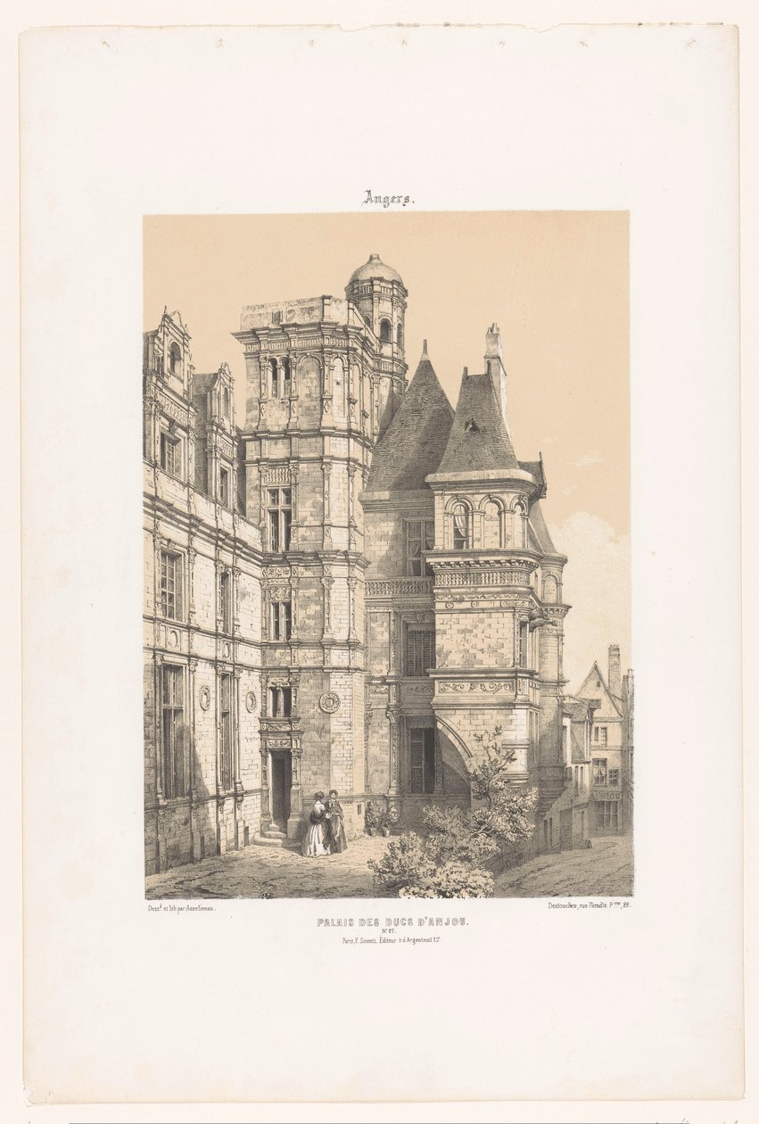 Kilátás az Angers-i kastély egy részére Angers. Palais des ducs d