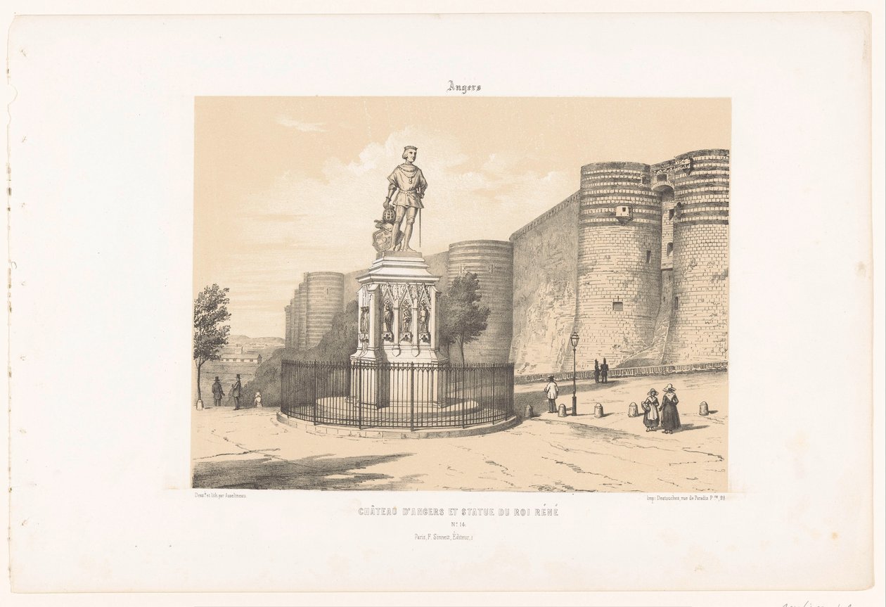Kilátás az Anjou I. René szobrára és Angers várára Angers. Château d