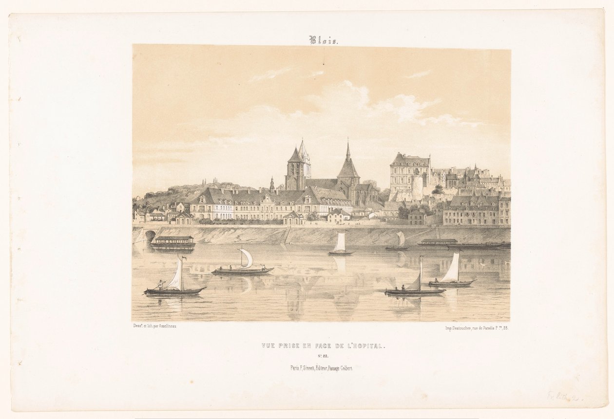 Kilátás a bloisi kórházra a Loire túloldaláról blois. Vue-díj en face de l