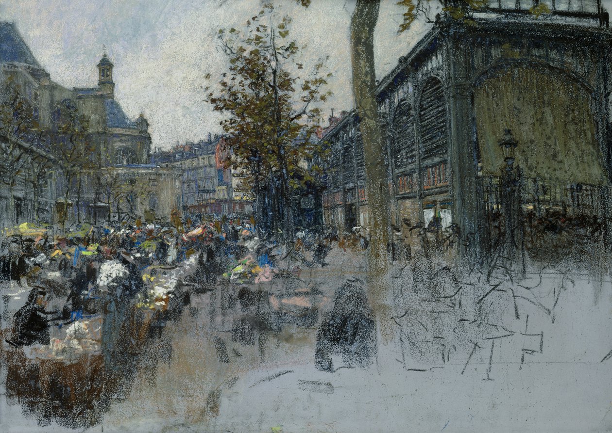 Tanulmány a Les Halles számára, 1893 (pasztell a kártyán) alkotó: Leon Augustin Lhermitte