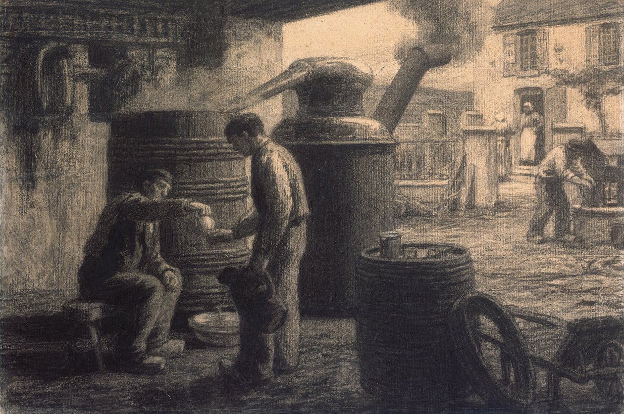 A szeszfőzde; Eau-de-Vie-de-Marc kóstolói vagy A csend, 1872 körül alkotó: Leon Augustin Lhermitte
