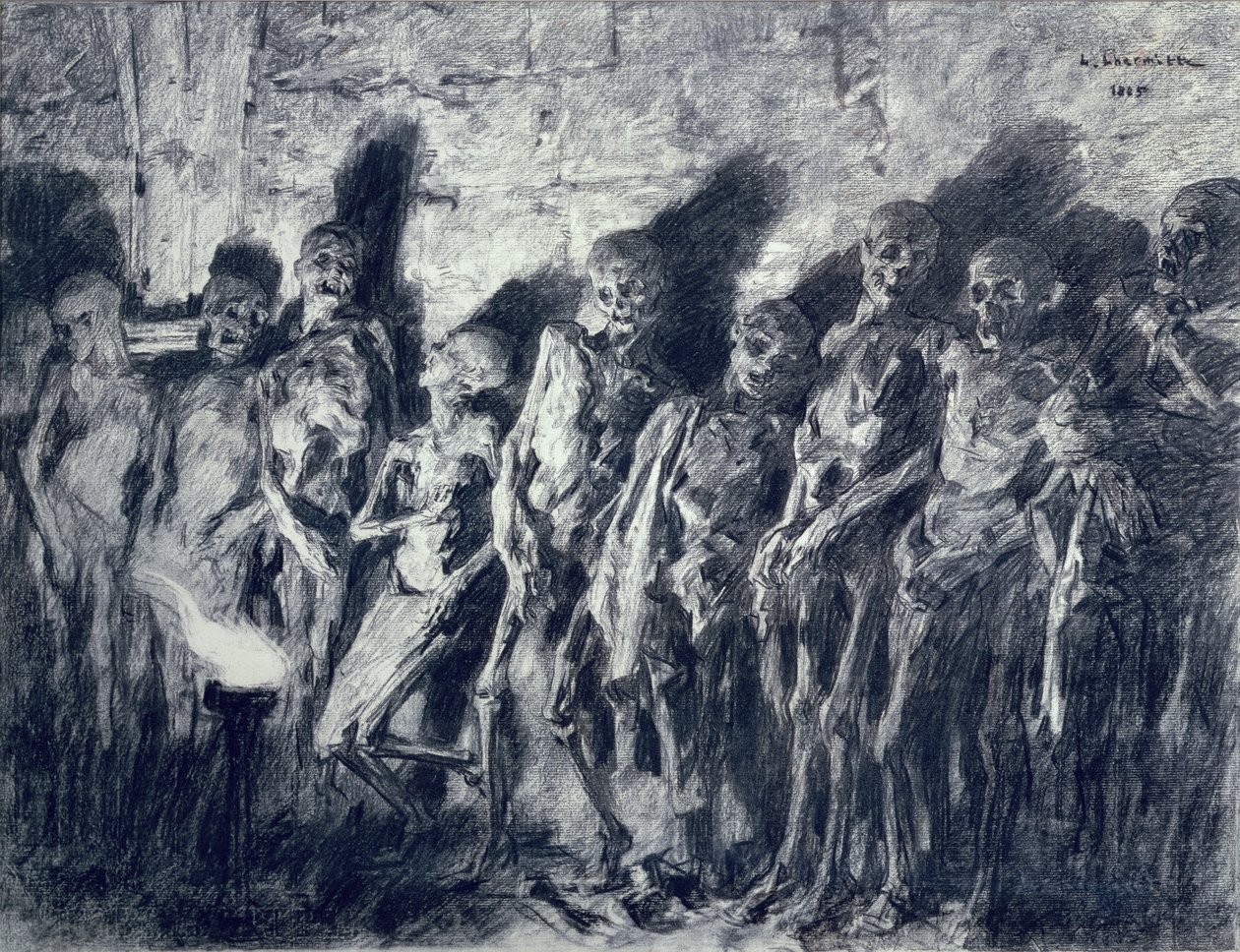 A múmiák boltozata, avagy csontvázak a Bordeaux-i Szent Mihály-toronyból, 1885 (szén papíron) alkotó: Leon Augustin Lhermitte