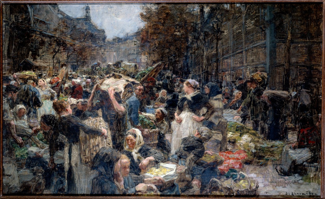 A termek. A párizsi Marche des Halles tömege a XIX. Leon Augustin Lhermitte vázlata (1844-1925) alkotó: Leon Augustin Lhermitte
