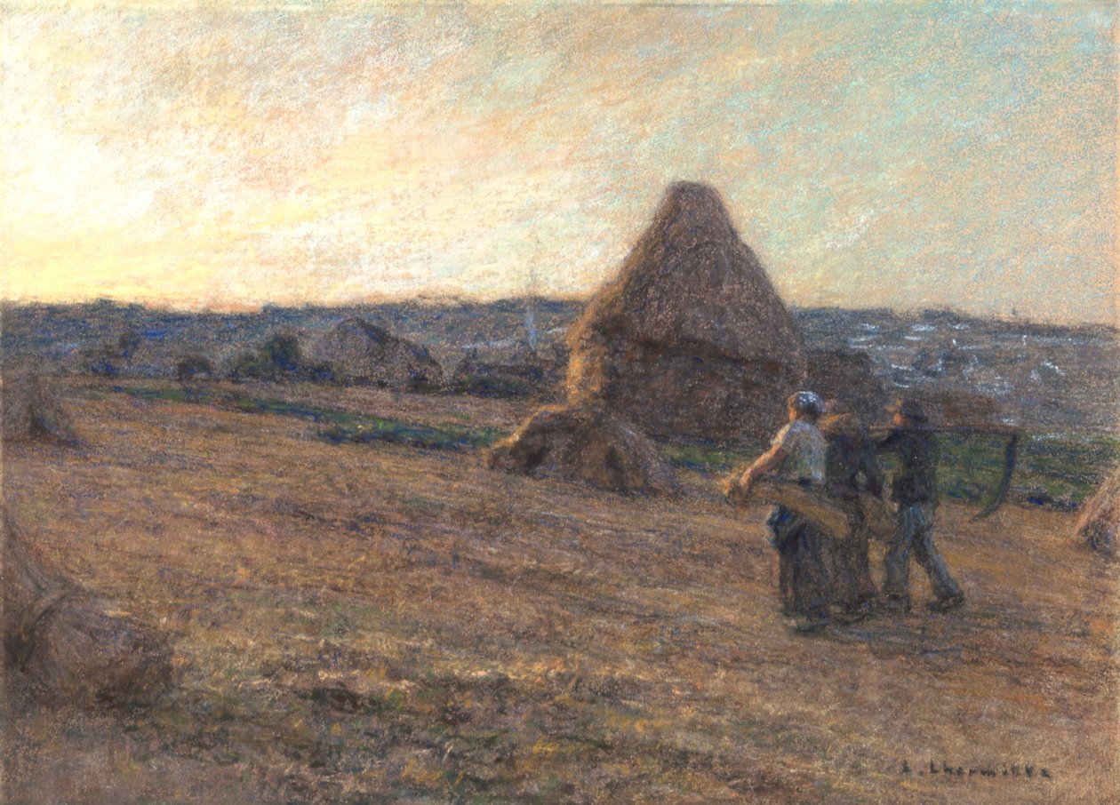 „Az aratógépek visszatérése”, 1911 alkotó: Leon Augustin Lhermitte