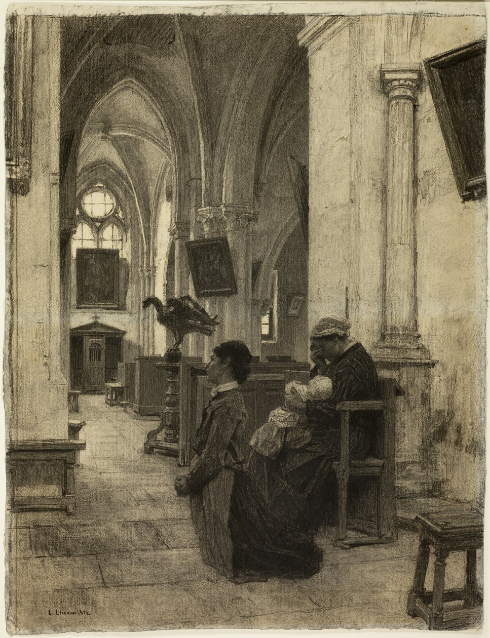 A templomban imádkozó nők alkotó: Leon Augustin Lhermitte