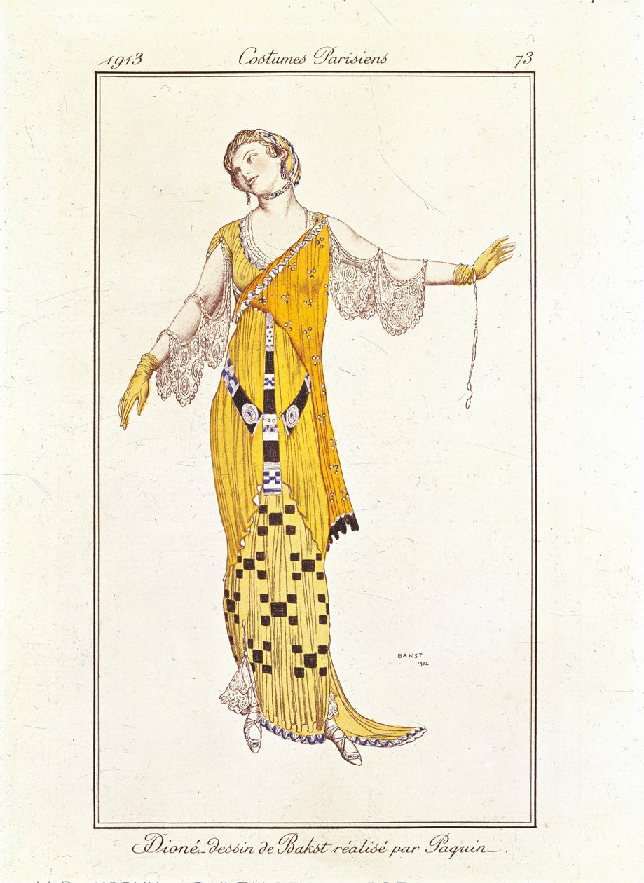 3285642 Dione, Bakst rajza, Jeanne Paquin. Párizsi jelmezek 73. sz alkotó: Leon Bakst