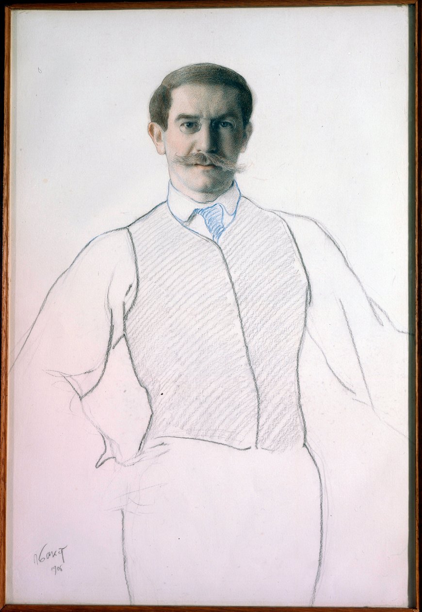Autoportré (önarckép) – Leon Bakst (1866-1924) rajza, 32,6 x 28,6 cm alkotó: Leon Bakst
