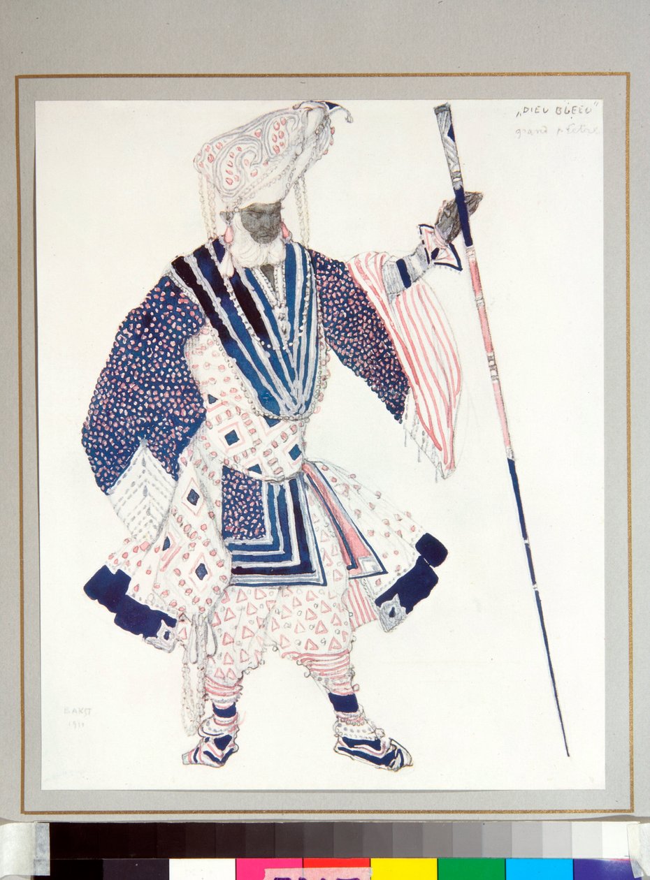 Orosz balett: "Nagypap" Leon Bakst (1866-1924) által tervezett jelmez Michel Fokine "Le dieu Bleu" című balettjéhez alkotó: Leon Bakst