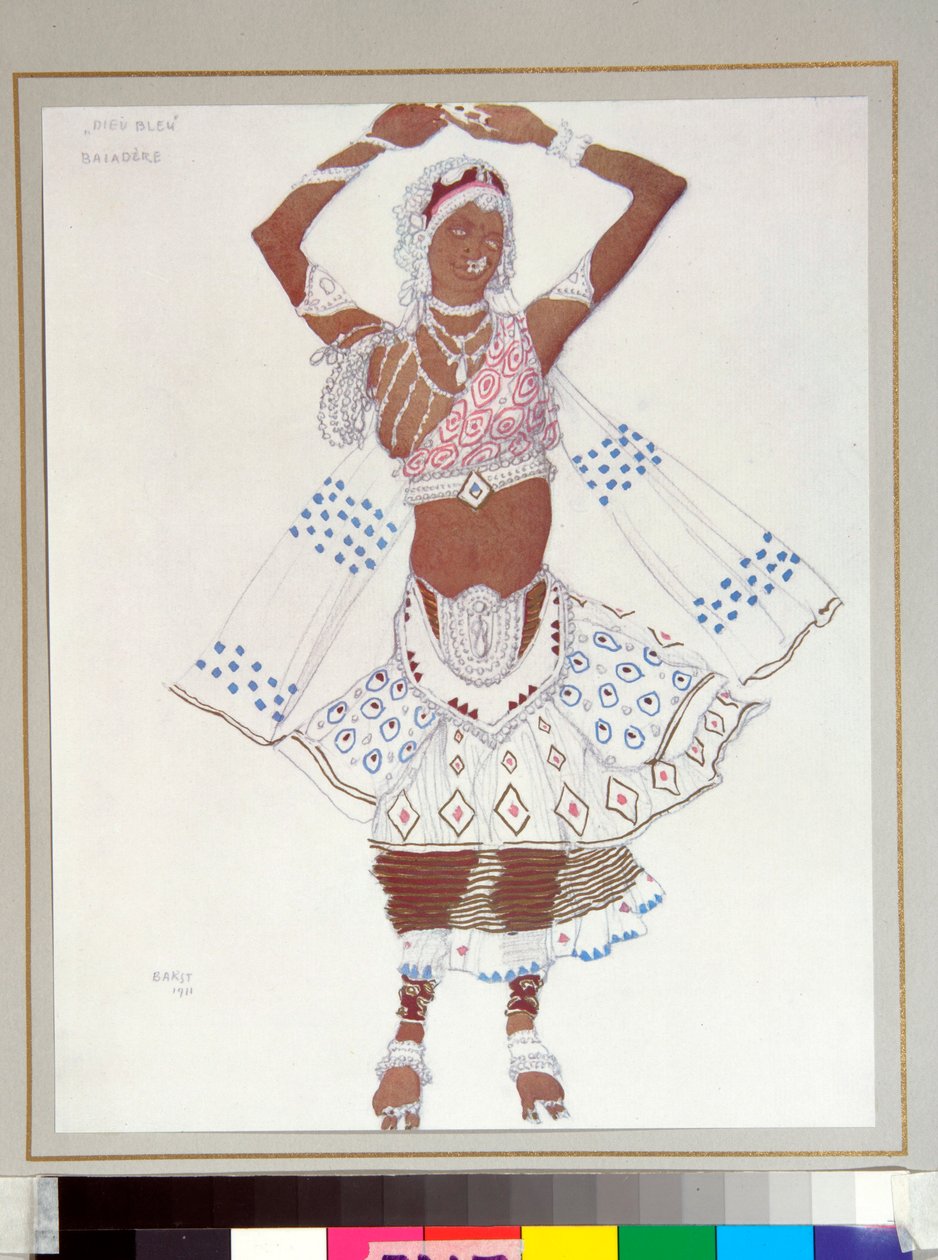 Russes balett: "bayadere" Leon Bakst (1866-1924) által tervezett jelmez Michel Fokine "A kék isten"" című balettjéhez alkotó: Leon Bakst