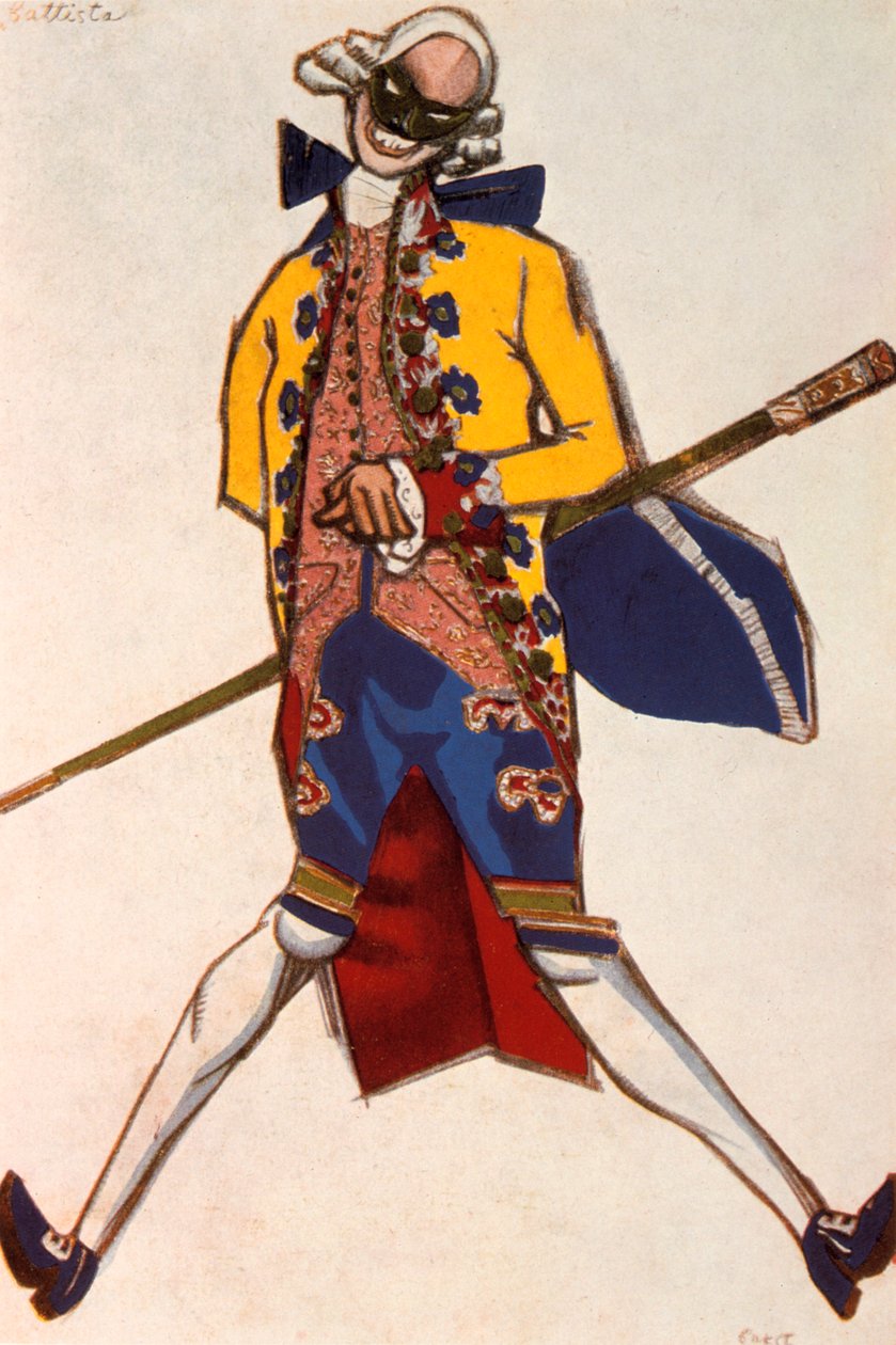 Battista, jelmeztervező Carol Goldoni vígjátékához, 1917 alkotó: Leon Bakst