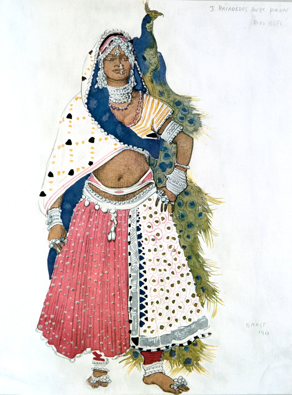 Bayadere Pávával, balettjelmezterv, 1911 alkotó: Leon Bakst