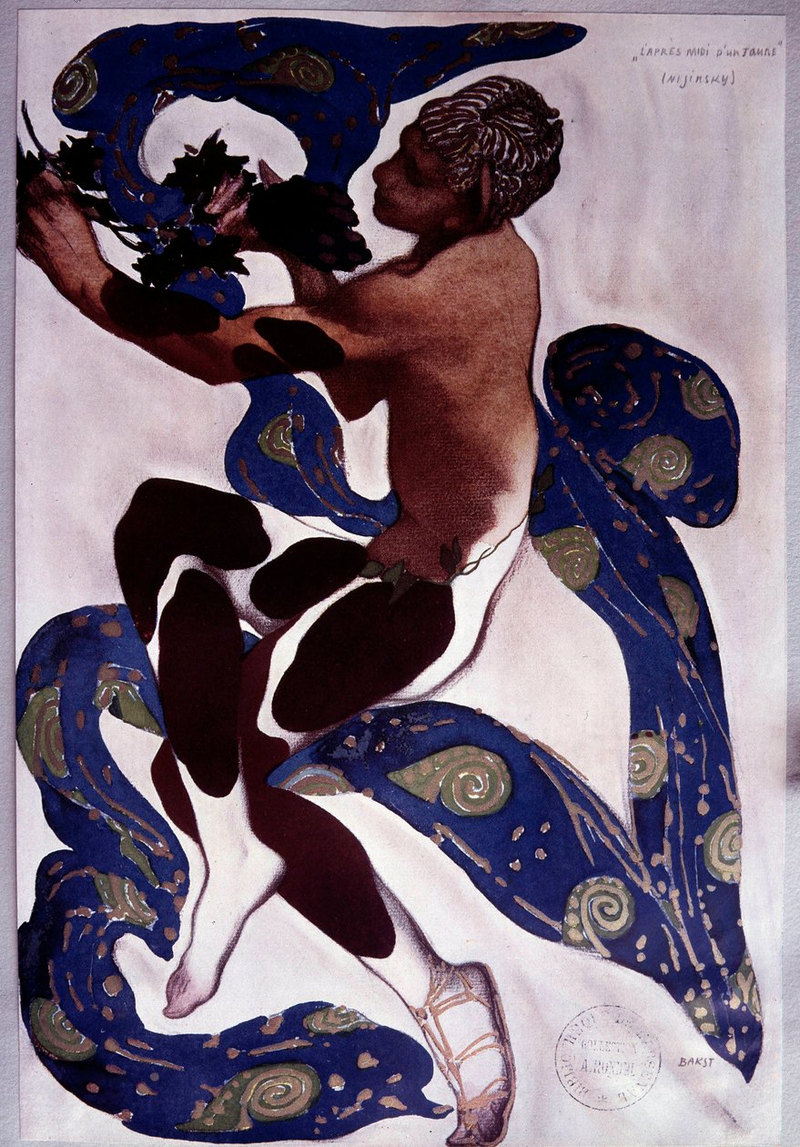 Vaslav Nijinski (1889-1950) „A faun délutánja” koreográfiája Claude Debussy (1862-1918) „Prelúdium egy faun délutánjához” után alkotó: Leon Bakst