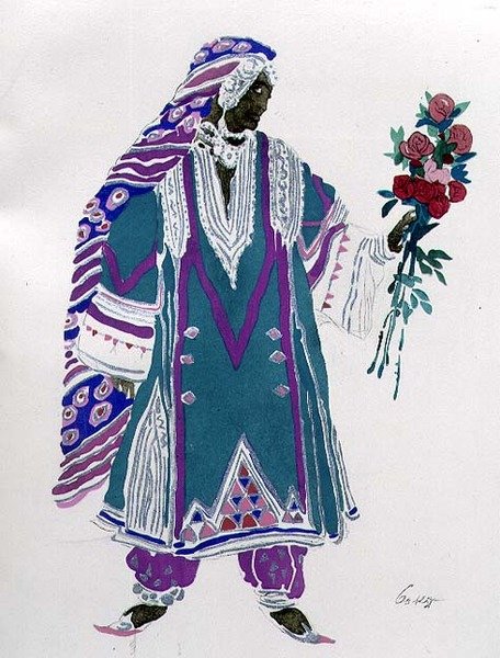 Jelmeztervezés (akvarell papíron) alkotó: Leon Bakst