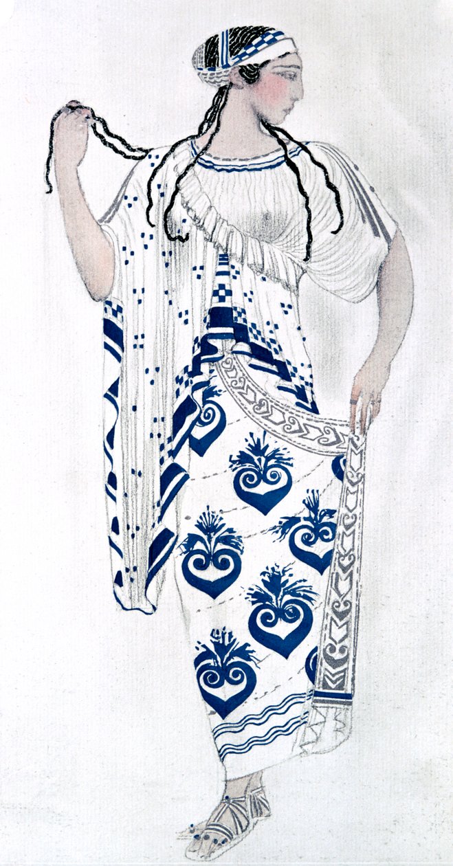 Ida Rubinstein jelmezterve Helenként a Helen of Sparta című balettben, 1912 alkotó: Leon Bakst