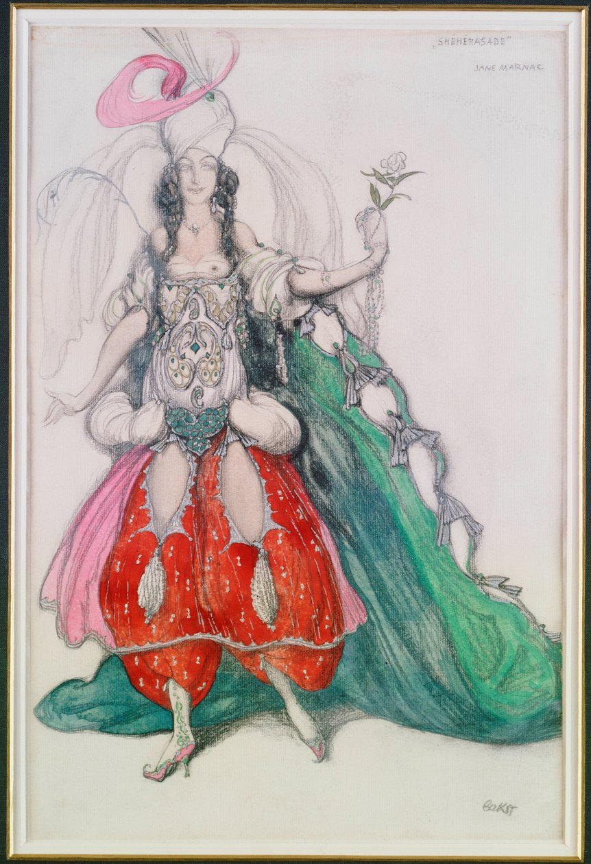 Jelmeztervező Jane Marnac számára, mint Zobeide a "Scheherazade"-ból alkotó: Leon Bakst
