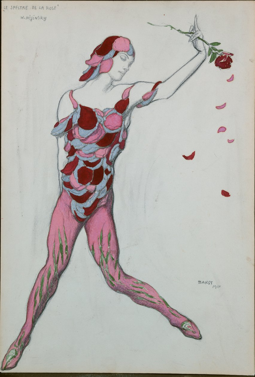 Nijinksy jelmezterve a "The Spectre of the Rose"-ból, 1911 alkotó: Leon Bakst