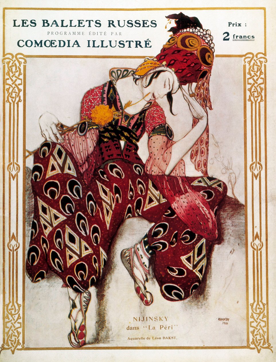 Jelmezterv Nijinsky számára Paul Dukas „La Peri” című balettjében alkotó: Leon Bakst