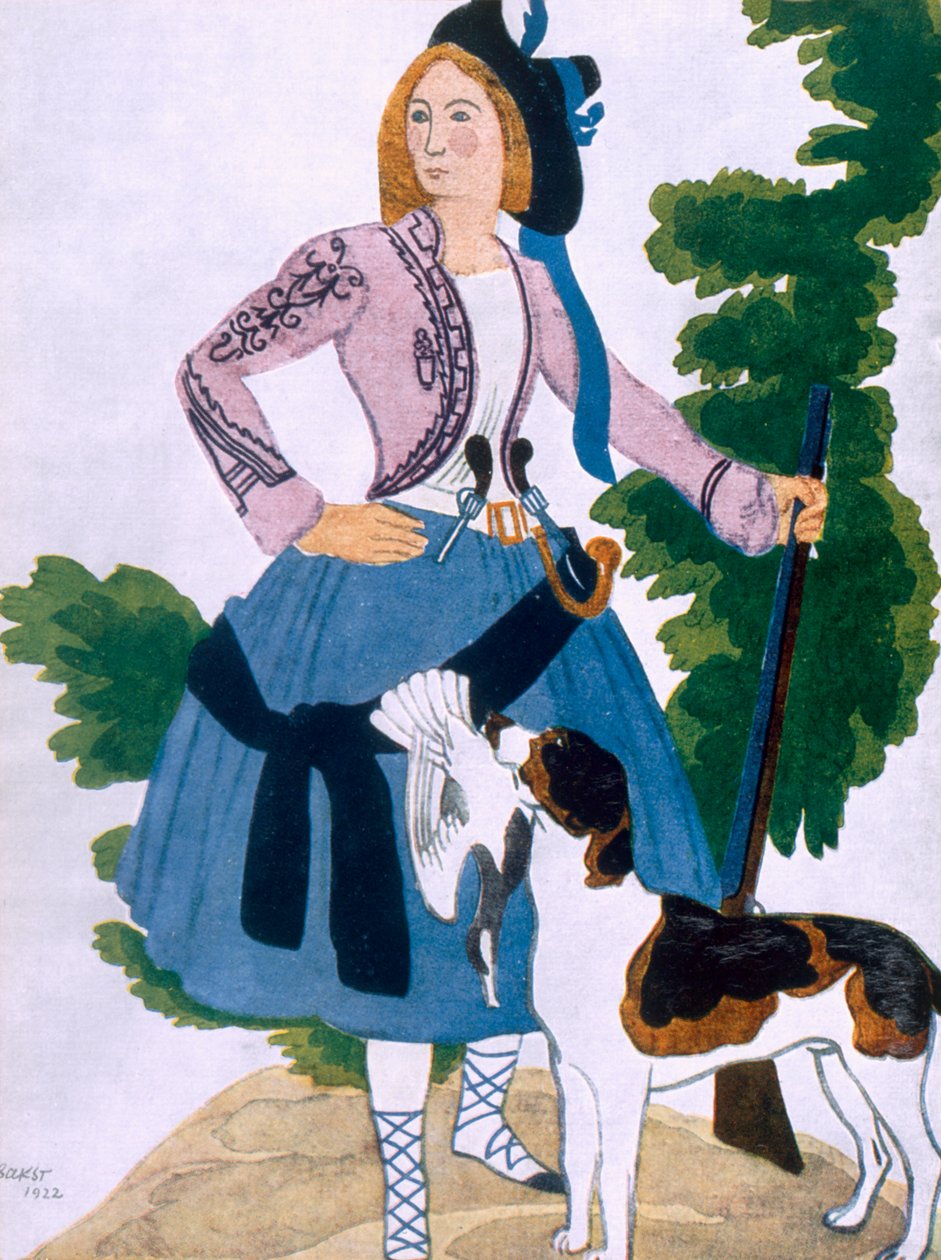 A Vadásznő jelmezterve, 1922 alkotó: Leon Bakst