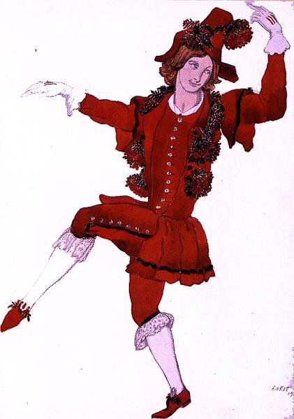 Jelmezterv a tündérhavasi Pageboy számára, a Csipkerózsika-tól alkotó: Leon Bakst