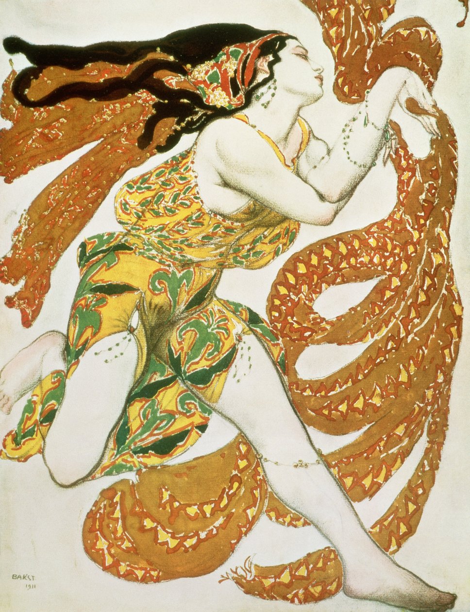 Jelmezterv egy bacchante számára a "Narcisse"-ben, Tcherepnintől alkotó: Leon Bakst