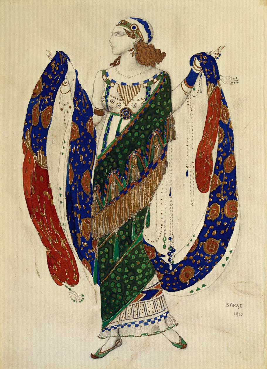 Jelmezterv egy táncosnak a Kleopátrából, 1910 alkotó: Leon Bakst