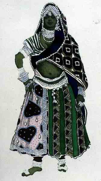 Jelmezterv egy arab lánynak, a Le Dieu Bleu-tól alkotó: Leon Bakst