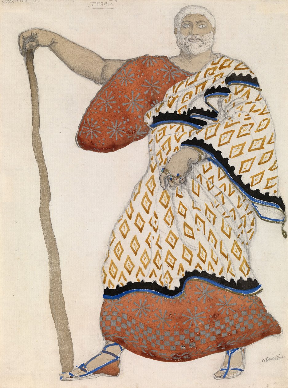 Jelmezterv Sophoklész Oidipusz a Kolonuszon című drámájához, 1904 alkotó: Leon Bakst
