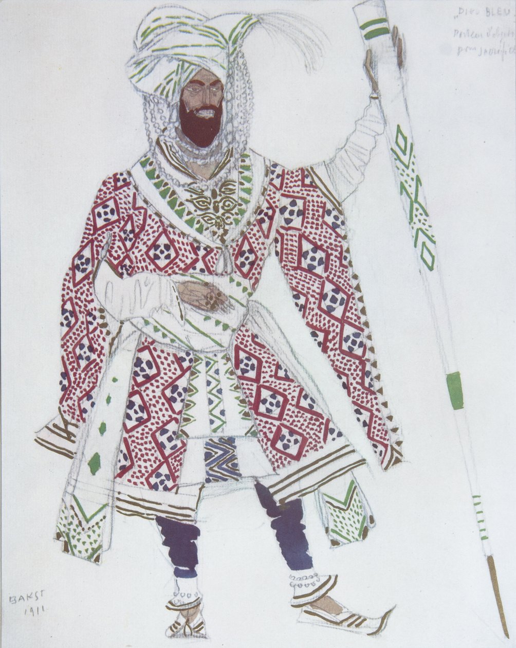 R. Hahn balettkék istenének jelmezterve, 1912 alkotó: Leon Bakst