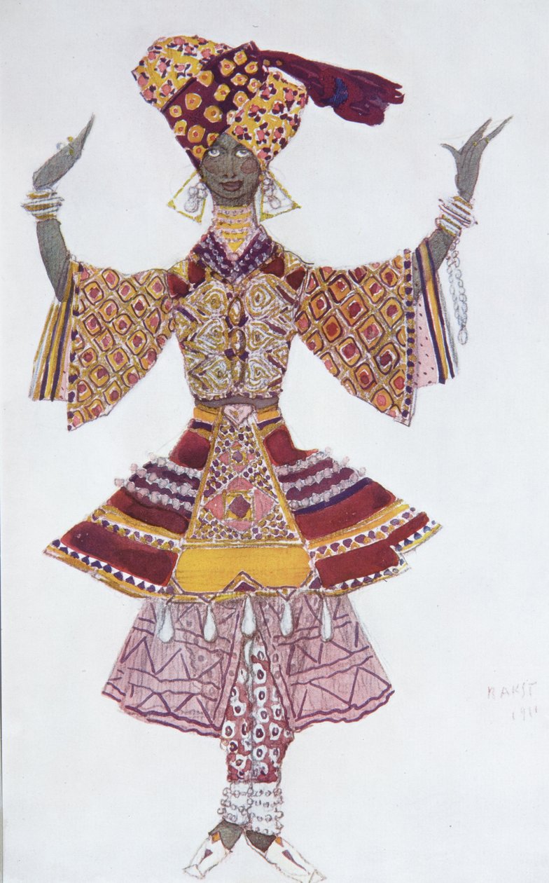 R. Hahn balettkék istenének jelmezterve, 1912 alkotó: Leon Bakst
