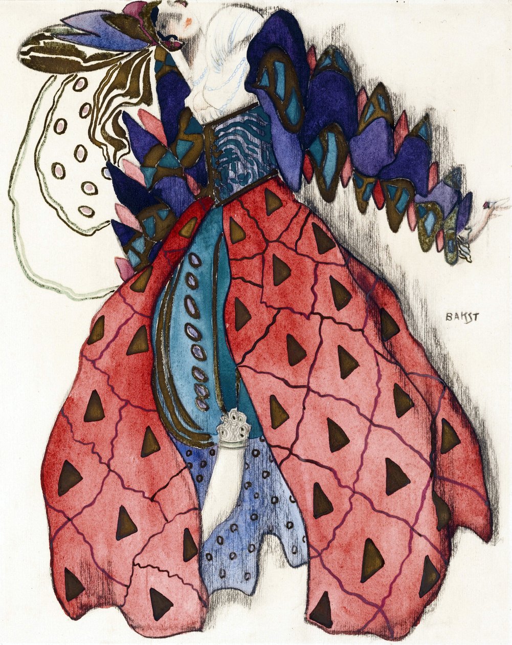 R. Strauss "La Legende de Joseph" című balett jelmezterve - Bakst, Leon (1866-1924) - 1914 - Akvarell, gouache papíron - 33x28 - Magángyűjtemény alkotó: Leon Bakst