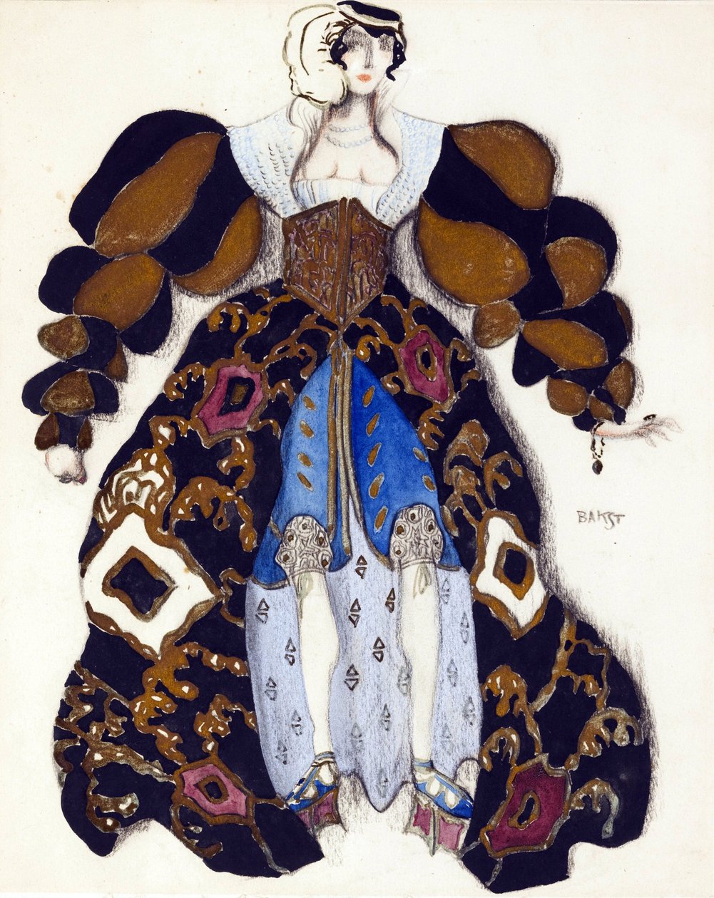 R. Strauss "La Legende de Joseph" című balett jelmezterve - Bakst, Leon (1866-1924) - 1914 - Akvarell, gouache papíron - 33x28 - Magángyűjtemény alkotó: Leon Bakst