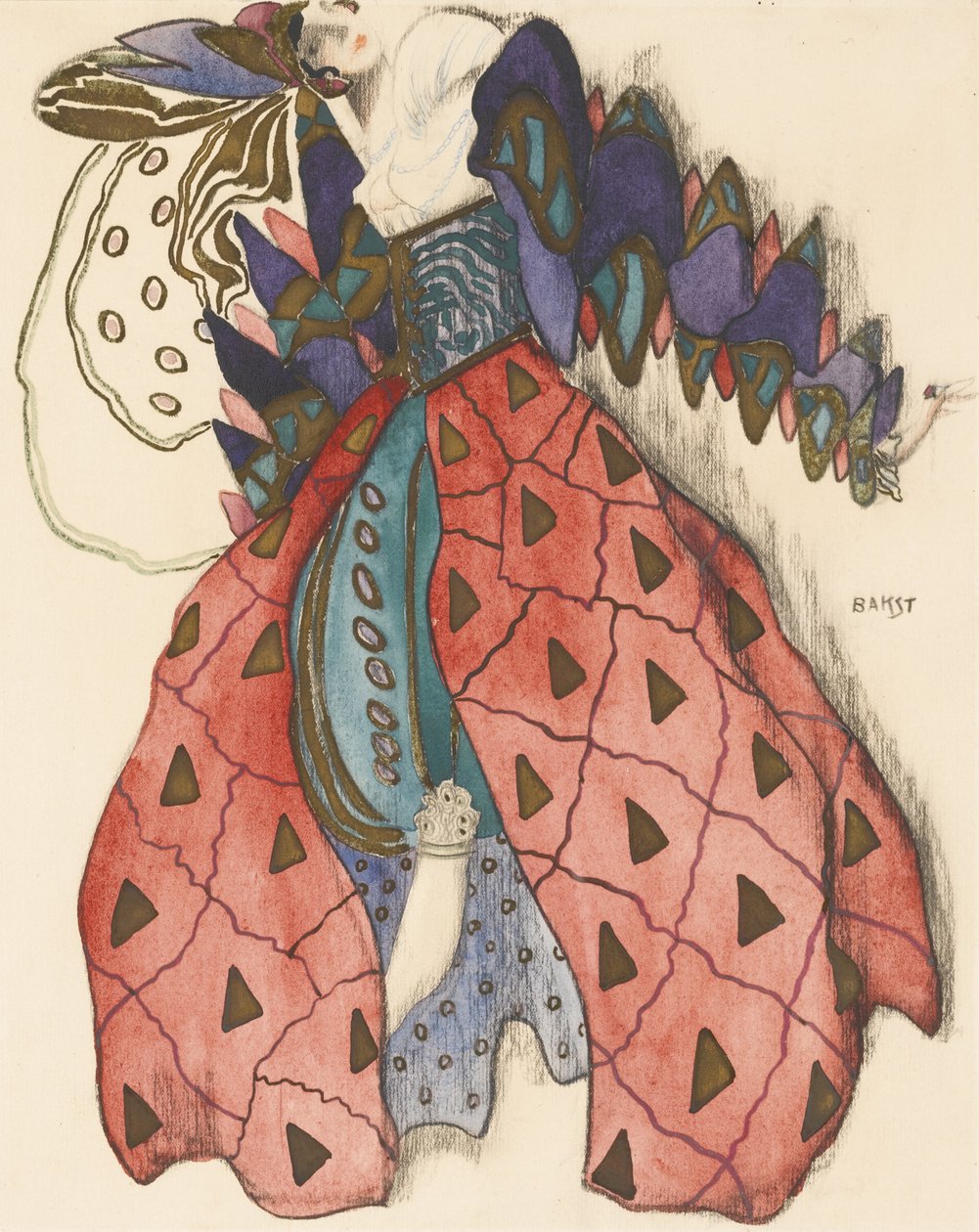 Jelmezterv R. Strauss József legendája című balettjéhez alkotó: Leon Bakst